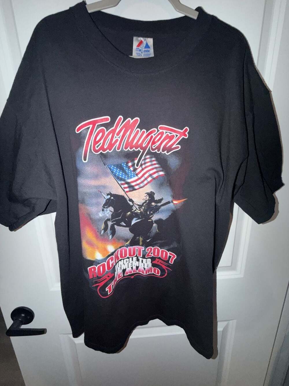Ted Nugent 2007 Tour Rock Out T-Shirt Black Graphic Tee